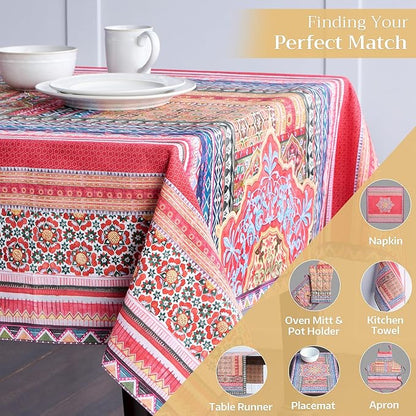 Maison d' Hermine Table Cloth Rectangle Table 100% Cotton 70 x 90 Inches Fall Tablecloth Reusable Everyday Use for Thanksgiving Christmas Decorations Dining Farmhouse Party (Ispahan)
