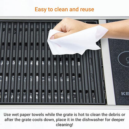 Kenyon No-Lid Built-In Electric Grill, Stainless Steel Grill With Single Burner, Quick Heat Up, Digital Touch Panel, UL-Approved For Indoor And Outdoor Use, Dishwasher Safe Grate, 120V