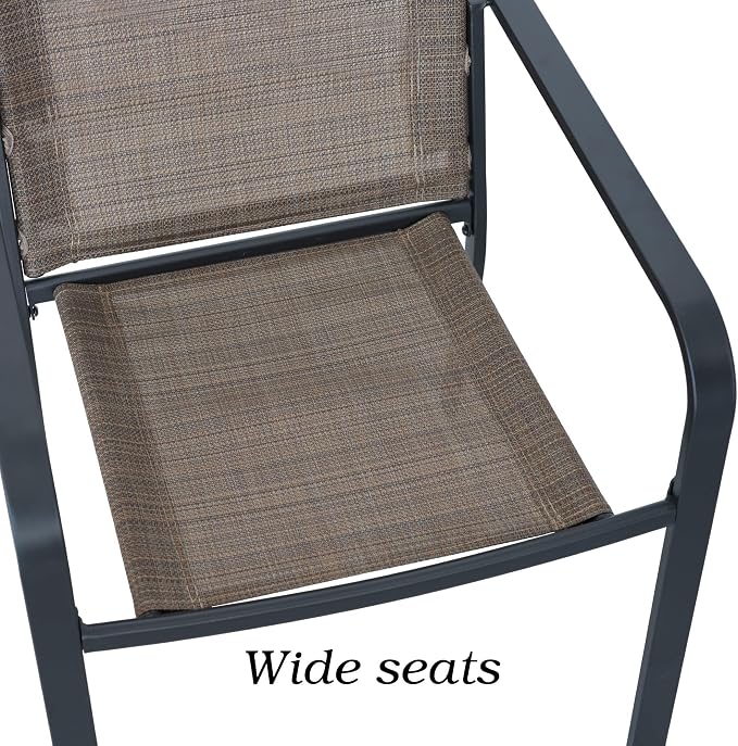 Anmutig Stackable Outdoor Dining Chairs Set of 4, Textilene Fabric, Breathable - Image 6