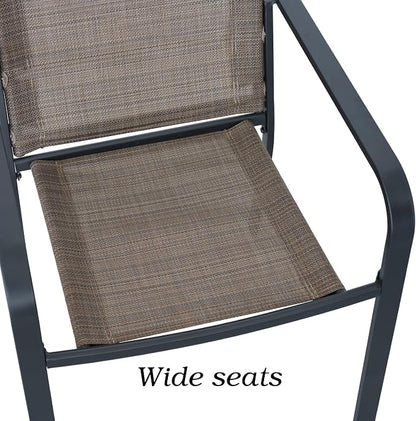 Anmutig Stackable Outdoor Dining Chairs Set of 4, Textilene Fabric, Breathable - Image 6