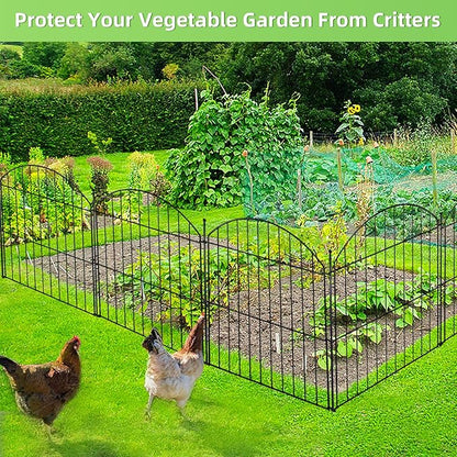 Decorative Garden Fence 24in (H) x20ft (L), 10 Pack No Dig Fence Animal Barrier for Dog, Arched Flower Bed Edging, Wire Border Panel Fencing for Yard Patio Outdoor Decor