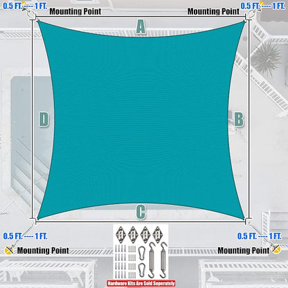 Amgo Custom Size 6' x 7' Turquoise Rectangle Square Sun Shade Sail UPF50+ - Image 8