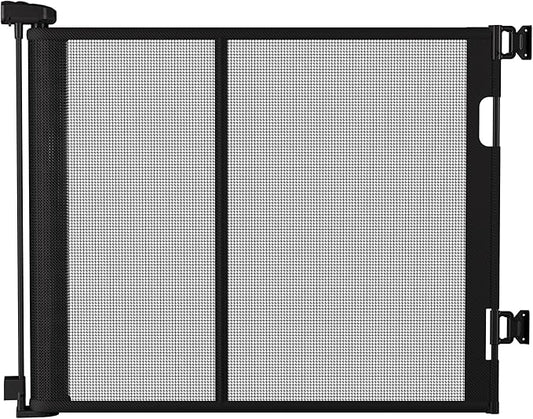 120 inches Extra Wide Baby Gate, 34 inches Tall Retractable Pet Gate for Large Openings, Hallways, Room Dividers, Mesh Safety Barrier for Indoor Outdoor Use, Black