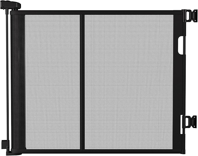 100 inches Retractable Baby Gate, 34 inches Tall Extra Wide Mesh Safety Gate for Open Floor Plans, Wide Doorways, Baby and Pet Barrier for Indoor Outdoor Use, Black
