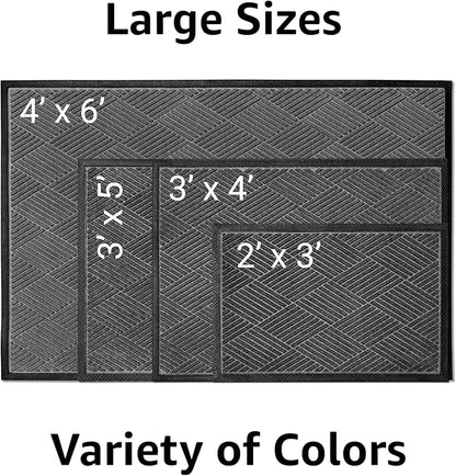 Ecomills Deluxe Diamond Entrance Door Mat, X-Large Heavy Duty Absorbent Rubber Rug, Charcoal, 3’ X 5’ feet
