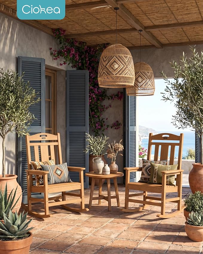 Oversized Outdoor Rocking Chairs Set of 2, 380lbs Heavy-Duty Large Patio Rocker - Image 2