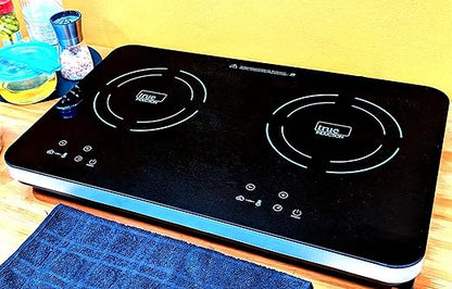 TI-2C 23 inch Portable Dual Induction Glass-Ceramic Cooktop, 1750W, UL1026 Certified