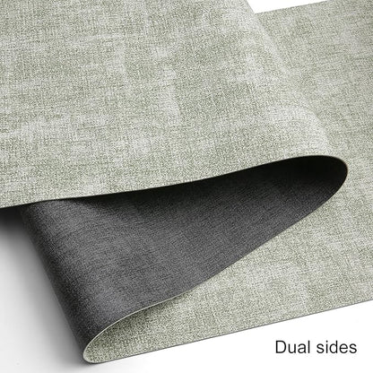 Table Runners 55 Inches Long, Dual-Sided Faux Leather Farmhouse Table Runner Waterproof Non-Slip for Living Room Party Home Decor Holiday Decorations(Gray Grass Green, 12 x 55 Inch)