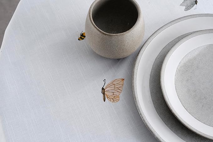 Maison d' Hermine Table Cloth Round Table 100% Cotton 69 Inches Tablecloth Reusable Decorative Everyday Use for Dining Room, Farmhouse, Home, Party, Festive & Wedding Spring Summer - Easter Dew