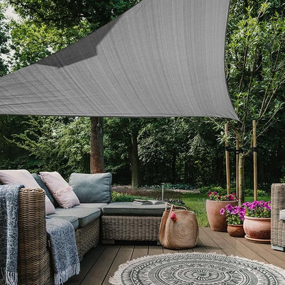 16' x 16' x 16' Triangle Sun Shade Sail, 185 GSM HDPE, Dark Grey | 95% UV block by LagemiexShadeProduct