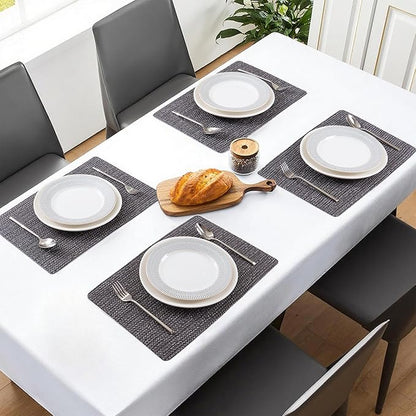 POLYTE Indoor/Outdoor Washable Woven Vinyl Table Dining Placemats, Set of 4