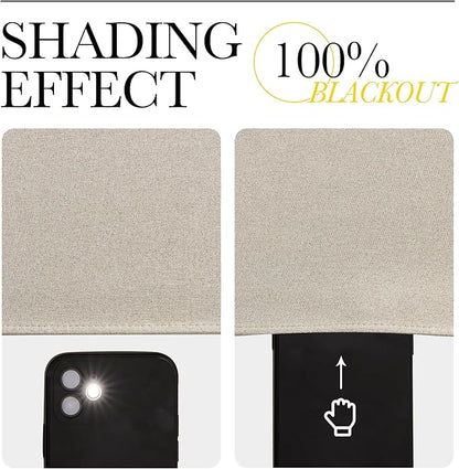 NICETOWN 100% Blackout Outdoor Curtains for Patio Waterproof 2 Panels, Linen Textured Thermal Insulated Indoor/Outdoor Drapes for Gazebo, Privacy Sun Shades for Porch, Garden, W52 x L108 Inch, Natural
