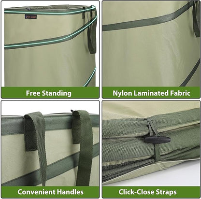 YUDI & GARDEN 46 Gallon Square Collapsible Yard Waste Containers, Collapsible Trash Can, Camping Trash Can - for Collecting Weeds or Leaf or Yard and Party Waste, Green