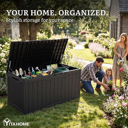 YITAHOME 100 Gallon Large Outdoor Deck Box | Waterproof Resin Storage Box - Image 3