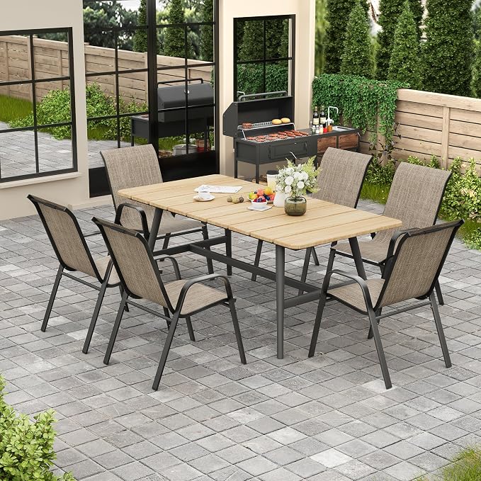Stackable Patio Chairs Set of 8, Outdoor Chairs Set - Image 8