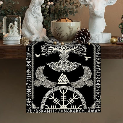Viking Burlap Table Runner Seasonal Spring Fall Kitchen Dining Linen Table Decoration for Indoor Outdoor Home Party Dinner 13x72 Inch