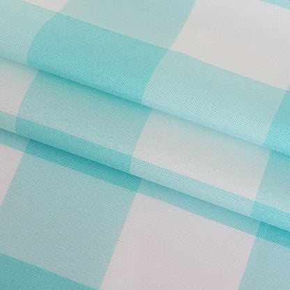 Cupuamon 2 Pack Waterproof Polyester Fabic Round Checkered Tablecloth，60 Outdoor Table Cloth，Oil Stain Prevention Table Cloth for Pinics and Parties（Aqua and White）