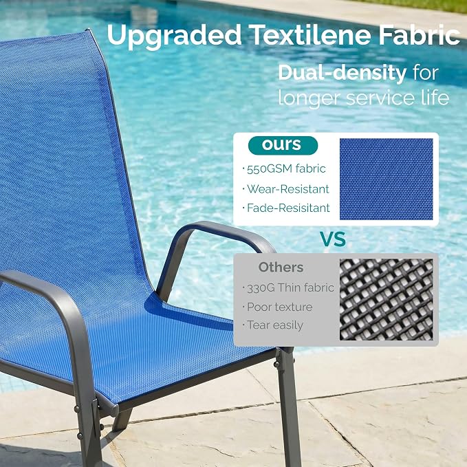 MAMIZO Patio Dining Chairs, Stackable Textilene Chair Set of 4, - Image 3