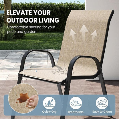 Patio Dining Chair Set of 6, Outdoor Stackable Dining Chairs High Back - Image 8