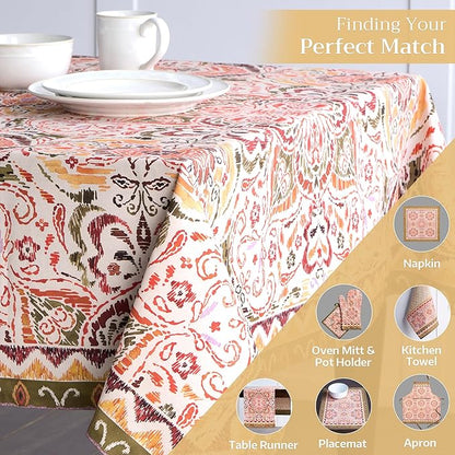 Maison d' Hermine Table Cloth Square Table 100% Cotton 54 x 54 Inches Fall Tablecloth Reusable Everyday Use for Thanksgiving Christmas Decorations Dining Farmhouse Party (Damask)