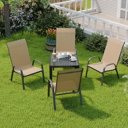 Patio Chairs Set of 4, Outdoor Dining Chairs Stackable - Image 2