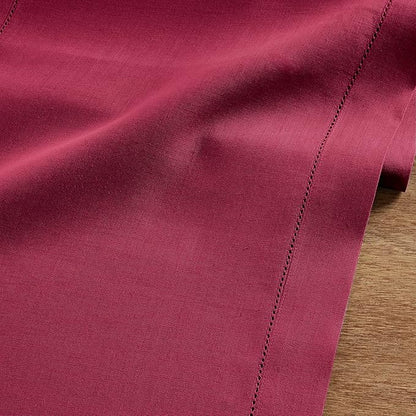 Solino Home Linen Beet Table Runner 120 Inches Long - 100% Pure Linen Hemstitch 14 x 120 Inch Table Runner for Dining, Easter, Winter, Valentines - Classic Hemstitch