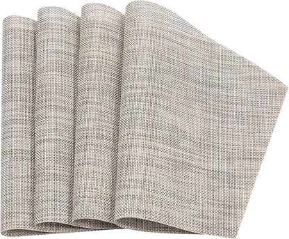 SHACOS Small Round Table Placemats Wedge Shaped Placemats Set of 4 Heat Resistant Wipe Clean Indoor Outdoor (4, Beige White Black)