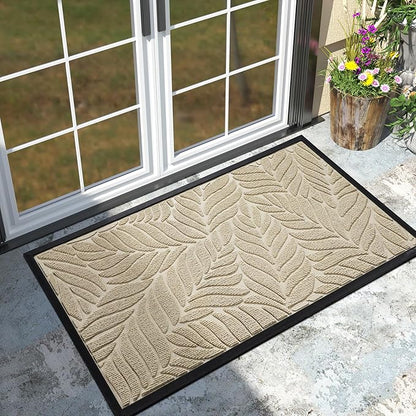Yimobra 47x32 Large Door Mat Outdoor Indoor, All-Season Waterproof Door Mat Outside Entrance, All-Weather Non-Slip Outside Doormat for Garage Patio Entryway, Beige