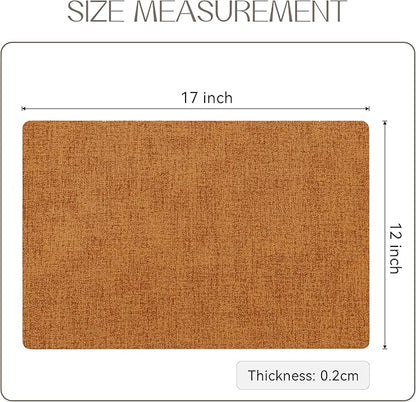 Romanstile Vinyl Placemats Set of 8-12 X 17 Inch - Heat Resistant Place Mats 100% Waterproof Oilproof Wipeable Reversible Faux Leather Table Mats for Kitchen, Dining, Party, Outdoor, Orange