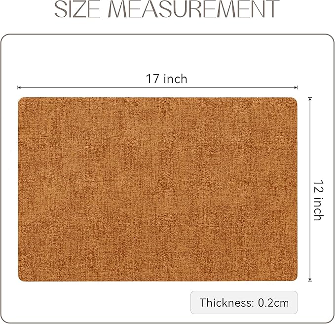 Romanstile Vinyl Placemats Set of 4-12 X 17 Inch - Heat Resistant Place Mats 100% Waterproof Oilproof Wipeable Reversible Faux Leather Table Mats for Kitchen, Dining, Party, Outdoor, Orange