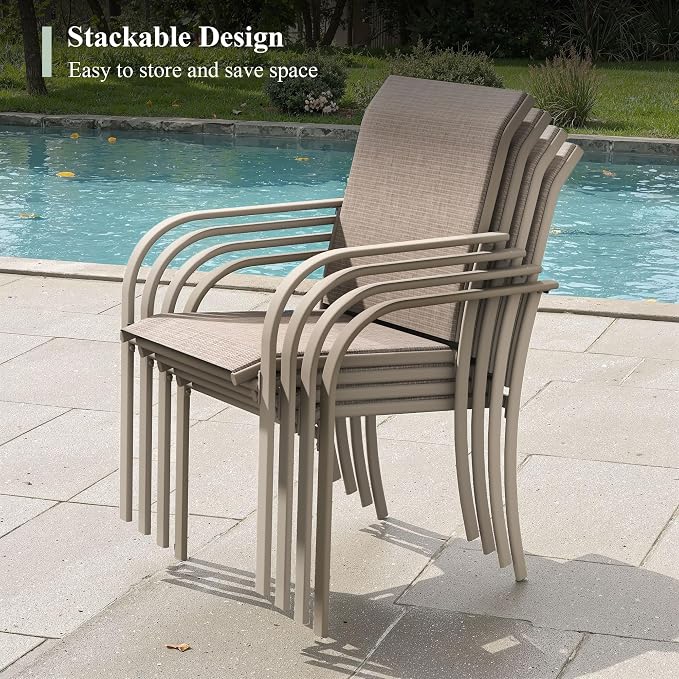Outdoor Chairs Set of 4, Stackable Patio Dining Chairs - Image 5