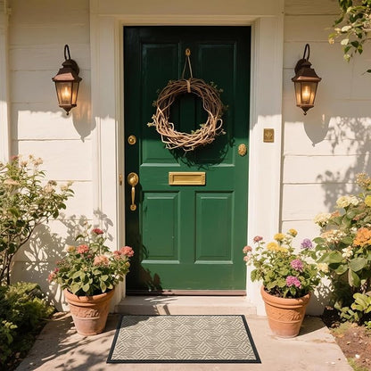 Yimobra Doormat Outdoor Entrance 29.5x17, All-Weather Waterproof Outdoor Mats for Front Door, Non Slip Welcome Door Mat for Patio Proch Outside Entryway Indoor, Light Beige