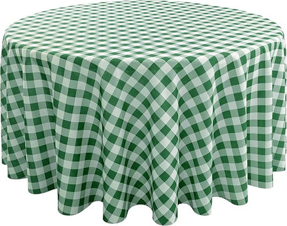 Waterproof Plaid Tablecloth Fabric - Round 108 Inch Classic Gingham Checker Table Cloth for Indoor/Outdoor Use - Buffalo Table Cover for Picnics, BBQs, and Parties