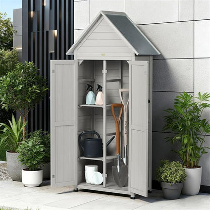 Outdoor Storage Shed with Floor & Adjustable Shelves, Wooden Garden Tool - Image 6