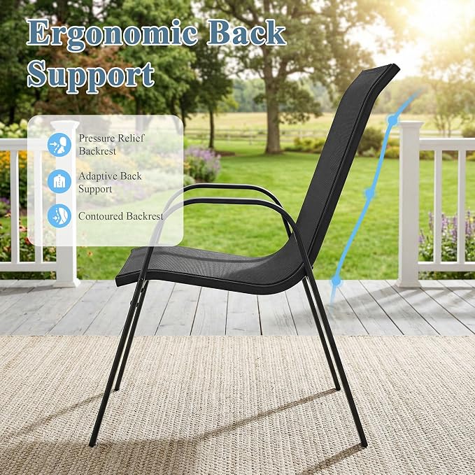 DIFY Patio Chairs Set of 2, Stackable Outdoor Dining Chairs Set - Image 7