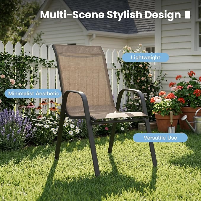 DIFY Patio Chairs Set of 2, Stackable Outdoor Dining Chairs Set - Image 8