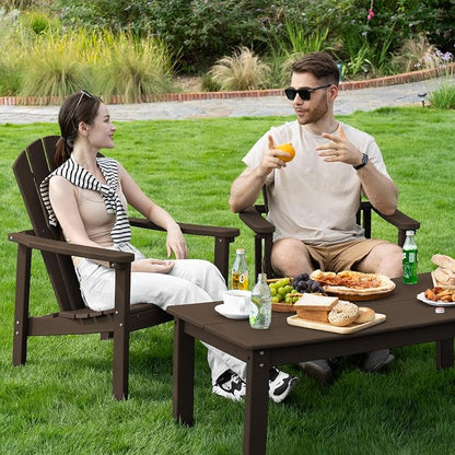Stackable Adirondack Chairs Set of 4, Compact HDPE, Coffee | 26.3" Wide HDPE - Image 2