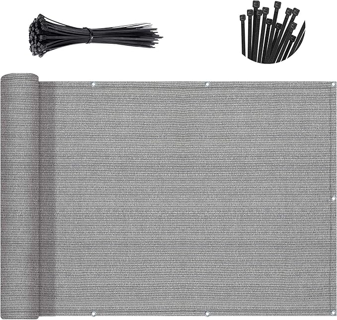 SUNNY GUARD 2.5/2.6/3/3.3/4/5/6/8 Balcony Privacy Screen Fence, Apartments Railing, Heavy Duty Wind Block Screen for Outdoor,Porch,Patio,Deck Privacy,3'x10' Brown-Grey（We Make Custom Sizes）