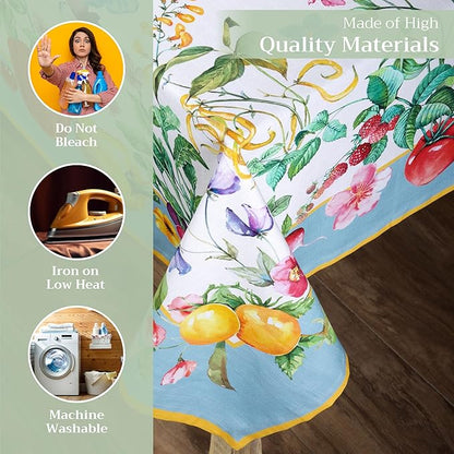 Maison d' Hermine Table Cloth Rectangle Table 100% Cotton 60 x 120 Inches Tablecloth Reusable Decorative Everyday Use for Dining Room, Farmhouse, Home, Party, Festive & Wedding Spring Summer - Giverny