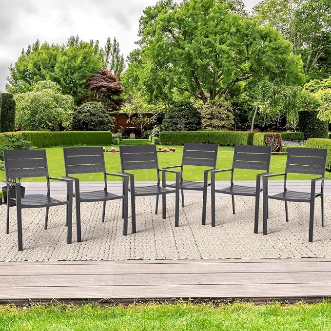 AECOJOY 4 Pieces Outdoor Dining Chairs, Aluminum Frame Stackable Patio Chair - Image 2