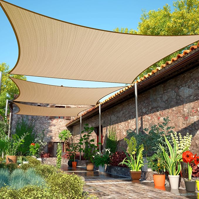18' x 20' Sand Beige Sun Shade Sail Rectangle SMSLR Canopy Fabric Cloth Screen by ShadeMart