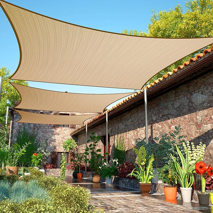 22' x 22' Sand Beige Sun Shade Sail Square SMSLR Canopy Fabric Cloth Screen by ShadeMart