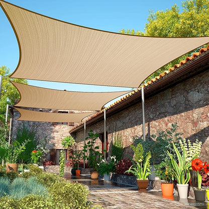 14' x 14' Sand Sun Shade Sail Square Canopy Fabric Cloth Screen SMSL, Water and by ShadeMart
