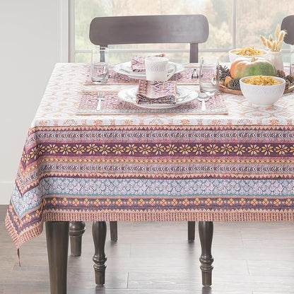 Maison d' Hermine Table Cloth Rectangle Table 100% Cotton 60 x 120 Inches Fall Tablecloth Reusable Everyday Use for Thanksgiving Christmas Decorations Dining Farmhouse Party (Fair Isle)
