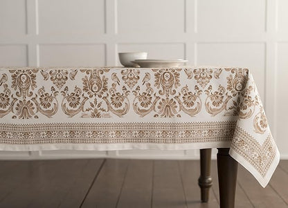 Maison d' Hermine Table Cloth Rectangle Table 100% Cotton 60 x 108 Inches Fall Tablecloth Reusable Everyday Use for Thanksgiving Christmas Decorations Dining Farmhouse Party (Allure)