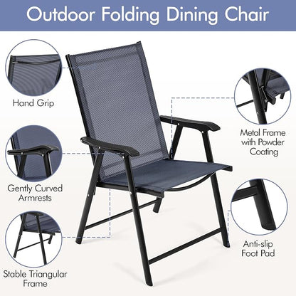 Yaheetech Patio Chairs Set of 4 Outdoor Folding Lawn Chairs, folds flat - Image 5
