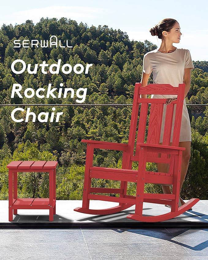 SERWALL HDPE Oversized Outdoor Rocking Chair, Patio Rocking Chair, All Weather - Image 7