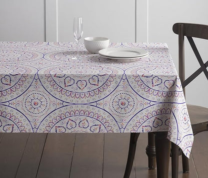 Maison d' Hermine Table Cloth Rectangle Table 100% Cotton 54 x 72 Inches Tablecloth Reusable Decorative Everyday Use for Dining Room, Farmhouse, Home, Party, Festive & Wedding Spring Summer - Mandala