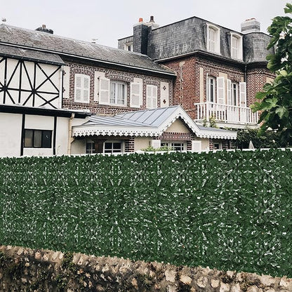 Faux Ivy Privacy Fence Screen Outdoor Expandable Artificial Greenery Roll Fake Hedge Wall Patio Green Plastic Leaf Plant Vine Grass Panels Gate Covering for Garden Yard Balcony (98.4 X 39.4 in)
