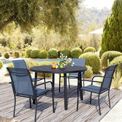 Stackable Patio Chairs Set of 8, Outdoor Dining Chairs - Image 4